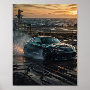 Affiche de voiture en dérive