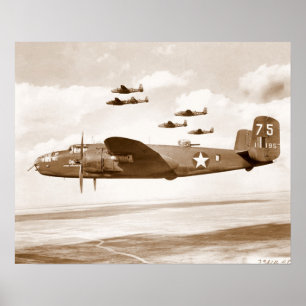 Affiche de vol de bombardier de B-25 Mitchell