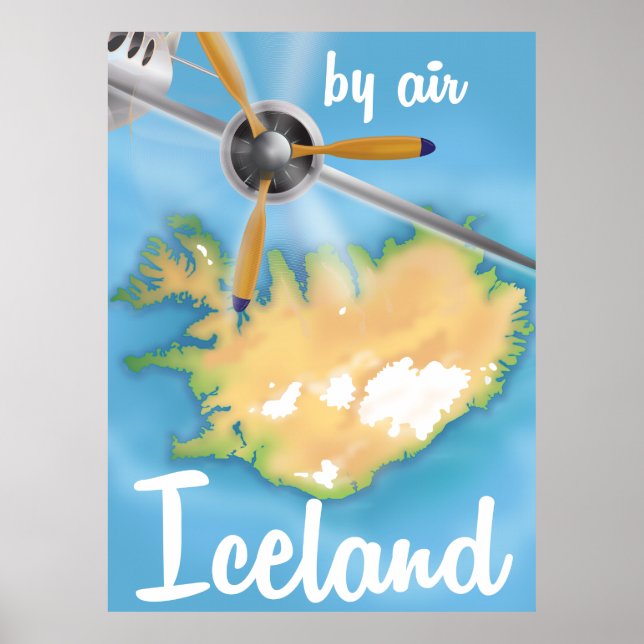 affiche de vol de voyage vintage en Islande (Devant)