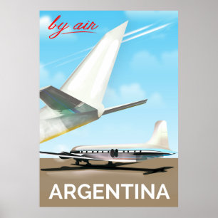 Affiche de vol vintage "By Air" Argentine