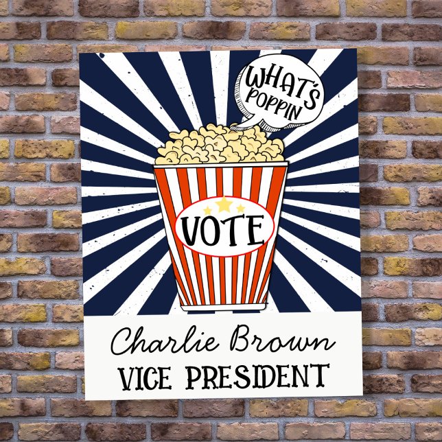 Affiche de vote scolaire Campagne What’s Poppin (Créateur téléchargé)