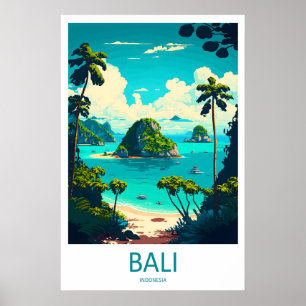 Affiche de voyage à Bali Indonésie Vintage Ski Nat