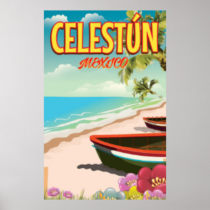 Affiche de voyage à Celestún au Mexique