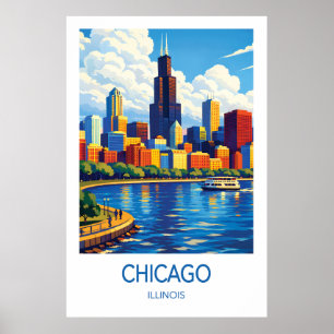 Affiche de voyage à Chicago, Art de la ville de l'