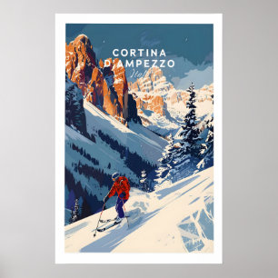 Affiche de voyage à Cortina d'Ampezzo - Italie 1
