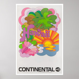 Affiche de voyage à Hawaï Art hawaïen Continental