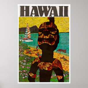 Affiche de voyage à Hawaï Art hawaïen Impression K