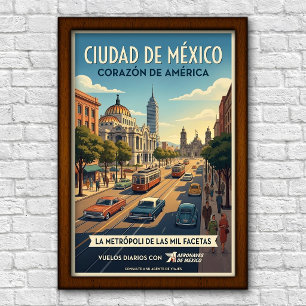 Affiche de voyage à Mexico City, Mexique des année