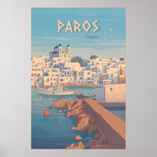 Affiche de voyage à Paros Grèce