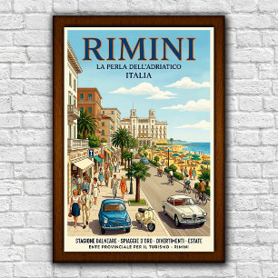 Affiche de voyage à Rimini, Italie des années 1960