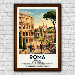 Affiche de voyage à Rome, Italie, années 1960