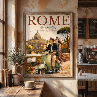 Affiche de voyage à Rome tourisme Italie