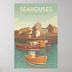 Affiche de voyage à Seahouses Northumberland