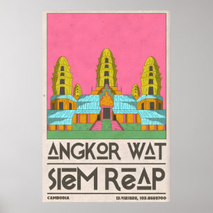 Affiche de voyage à Siem Reap, Art géométrique de