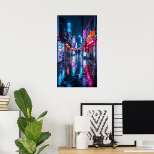 Affiche de voyage à Tokyo Japon - Nuit néon sous l