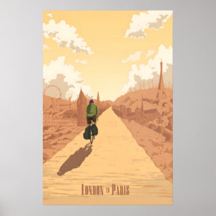 Affiche de voyage à vélo de Londres à Paris