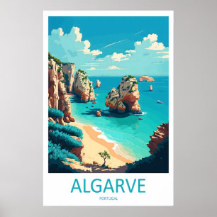 Affiche de voyage Algarve Portugal Vintage Ski