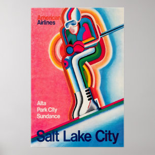 Affiche de voyage américaine Salt Lake City Art Ut