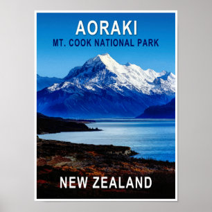 Affiche de voyage Aoraki Nouvelle-Zélande