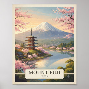 Affiche de voyage au Japon Mont Fuji vintage Jap