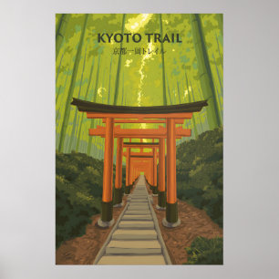 Affiche de voyage au Japon sur le sentier de Kyoto