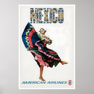 Affiche de voyage au Mexique Art de danse folklori