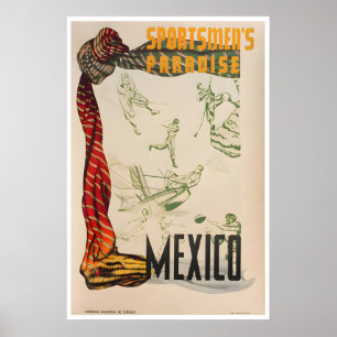 Affiche de voyage au Mexique Art mexicain Sportsma