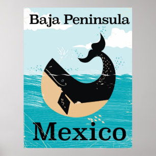 affiche de voyage au Mexique dans la péninsule de