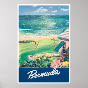Affiche de voyage aux Bermudes Golf Art Impression