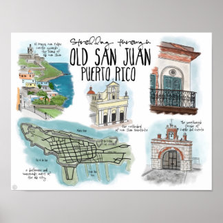 Affiche de voyage : Balade dans le Vieux San Juan 