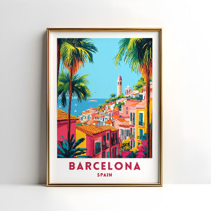 Affiche de voyage Barcelone Espagne décoration mur
