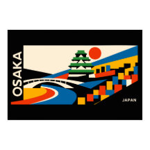 Affiche de voyage Bauhaus Osaka Japon Château géom