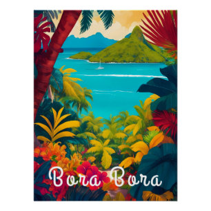Affiche de voyage Bora Bora Polynésie