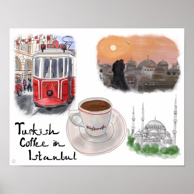 Affiche de voyage : Café turc à Istanbul (Devant)