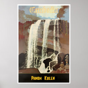 Affiche de voyage Cambodge Phnom Kulen Art asiatiq