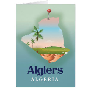 Affiche de voyage carte algérienne Alger