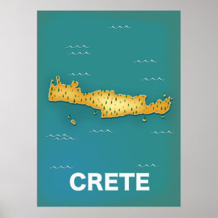Affiche de voyage carte de la Crète