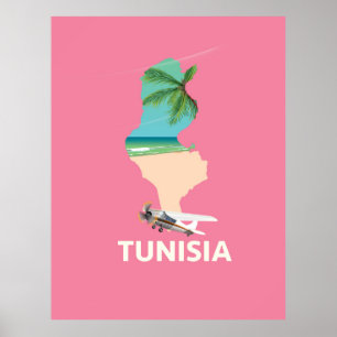 Affiche de voyage carte de Tunisie