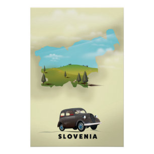 Affiche de voyage carte illustrée de Slovénie