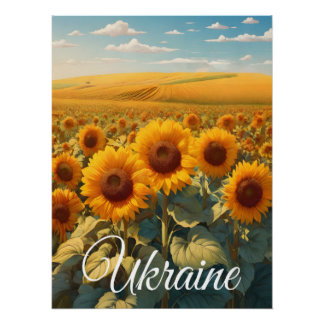 Affiche de voyage champ de tournesol d'Ukraine