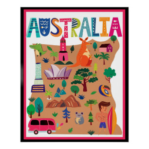 affiche de voyage colorée Australie