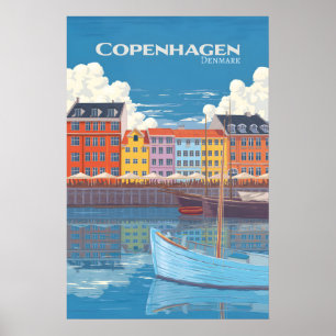 Affiche de voyage Copenhague Danemark