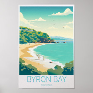 Affiche de voyage côtière de Byron Bay