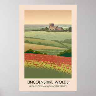 Affiche de voyage dans l'AONB des Lincolnshire Wol
