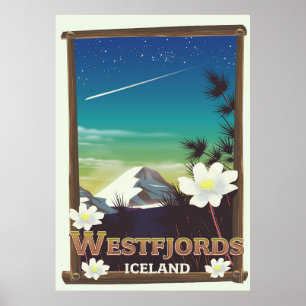 Affiche de voyage dans les fjords de l'Ouest de l'