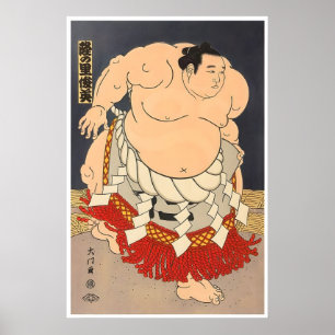 Affiche de voyage d'art de lutteur de sumo Japon A