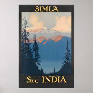 Affiche de voyage d'art indien Shimla Print Inde