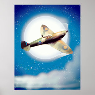 affiche de voyage d'avion Spitfire
