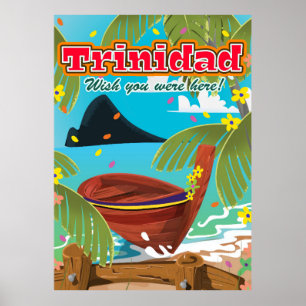 Affiche de voyage de bande dessinée de Trinidad