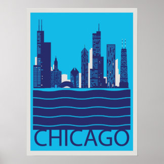 Affiche de voyage de Chicago Skyline